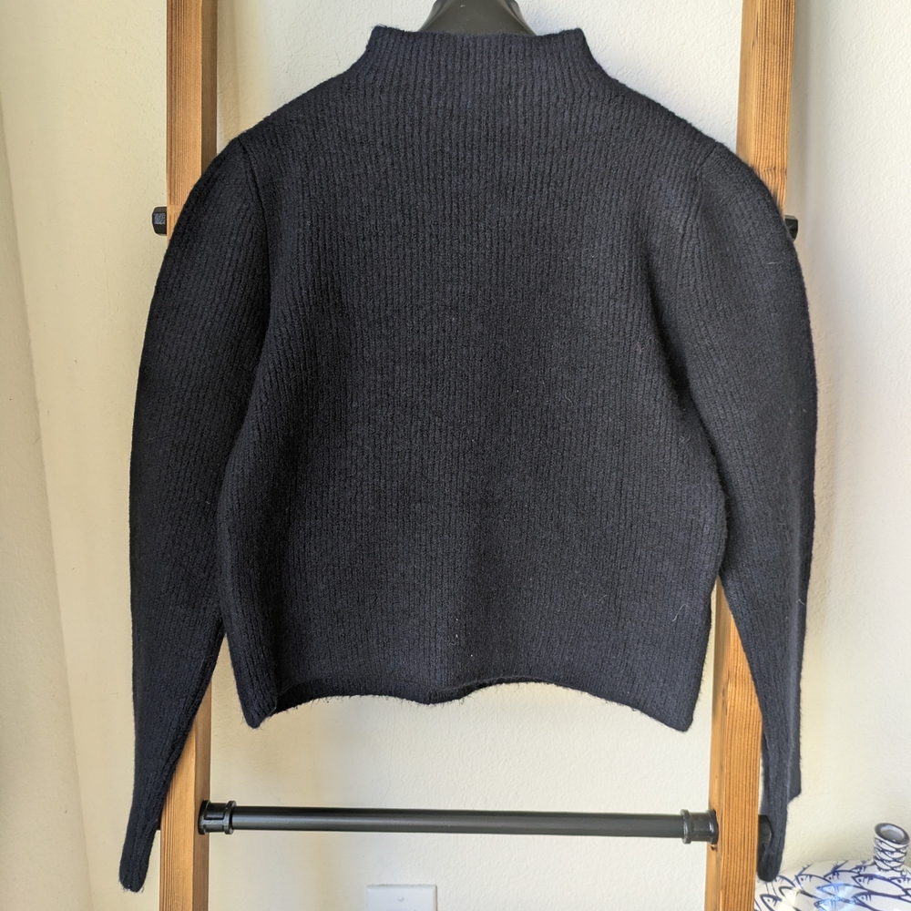 Mango Women's Mock Neck Ribbed Knit Cropped Sweater
